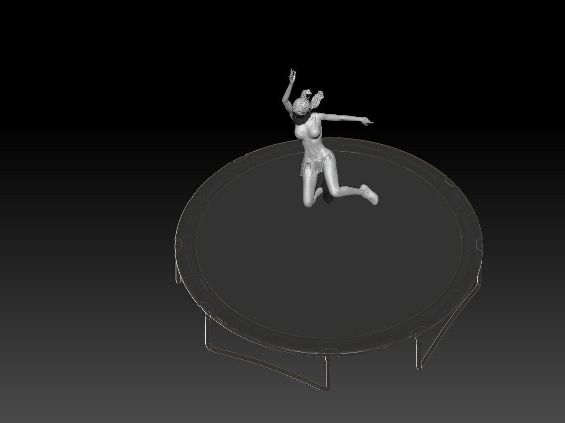 Trampoline jump girl 3 3D print model_1