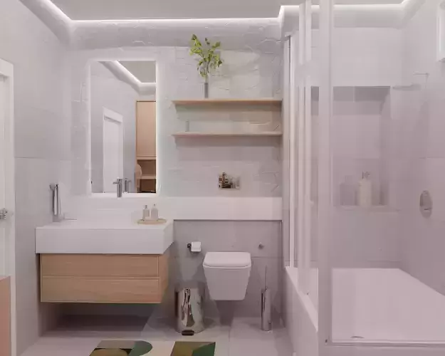 Modern Minimalist Bathroom Blender Interior Scene