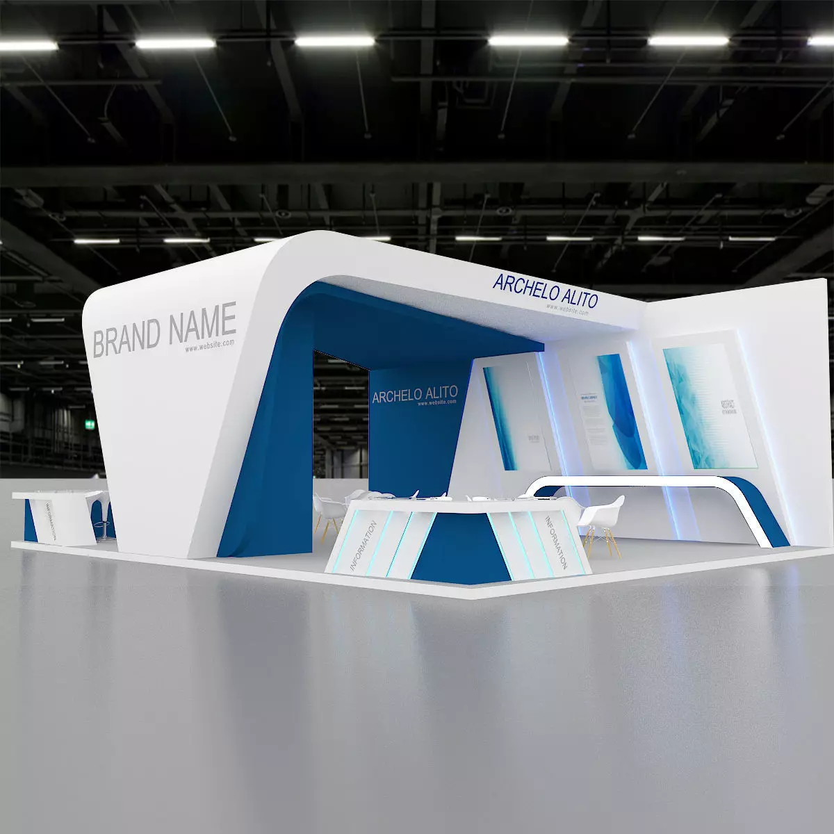 exhibition booth stand 3d model tradeshow 3D model_1