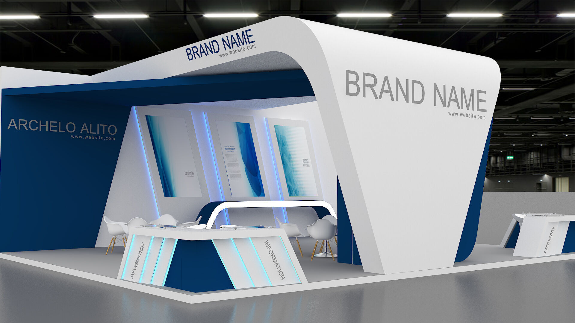 exhibition booth stand 3d model tradeshow 3D model_2