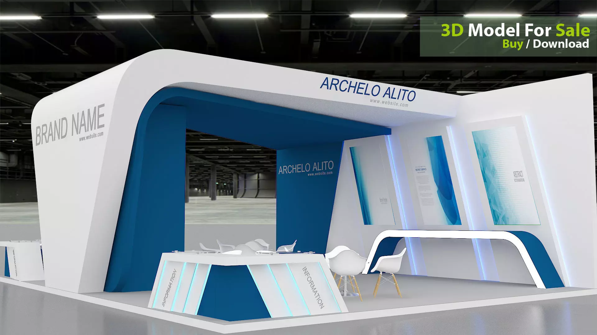 exhibition booth stand 3d model tradeshow 3D model_0