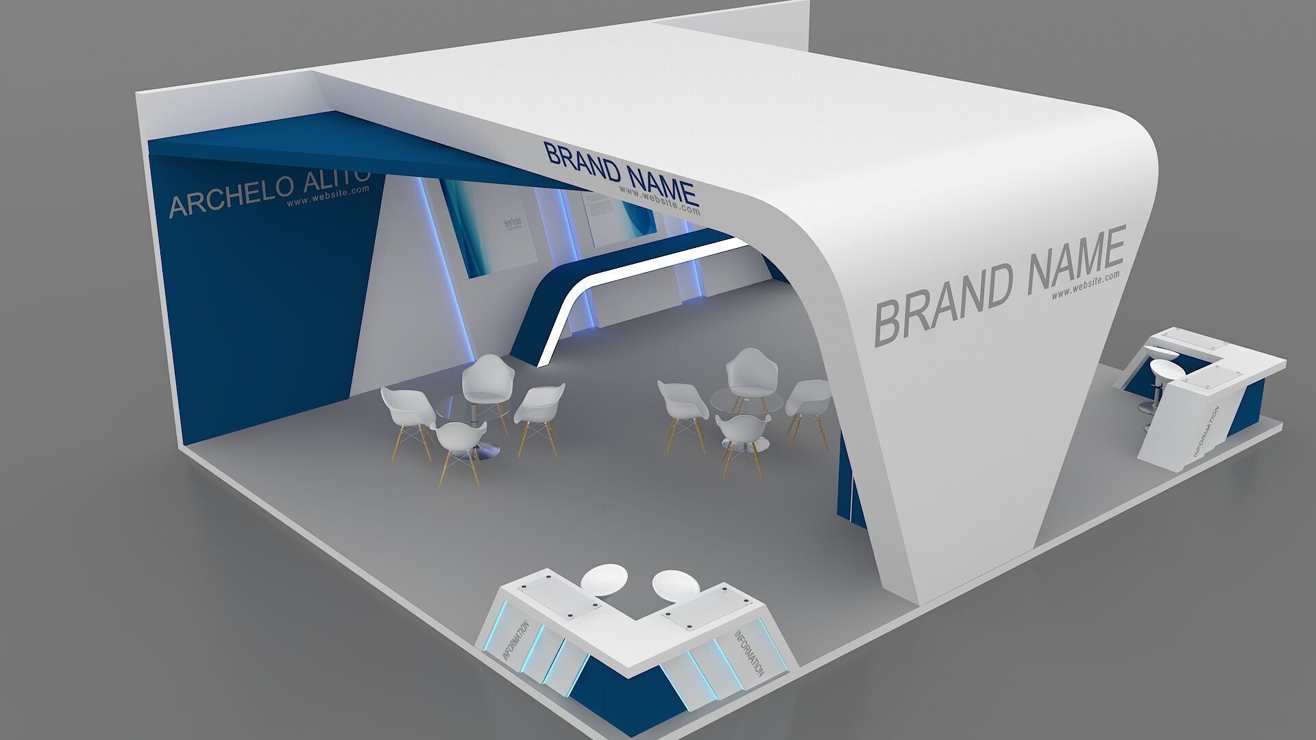 exhibition booth stand 3d model tradeshow 3D model_7