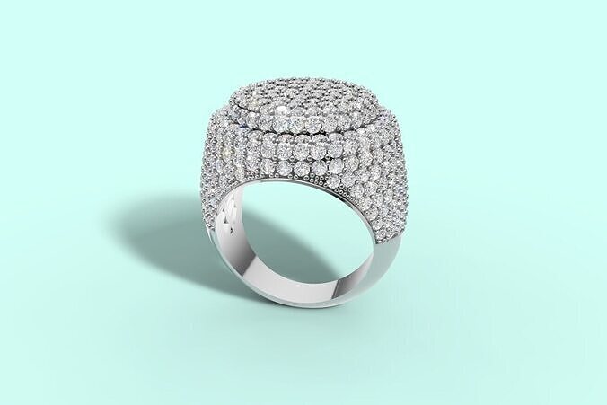 silver diamond ring  3D print model