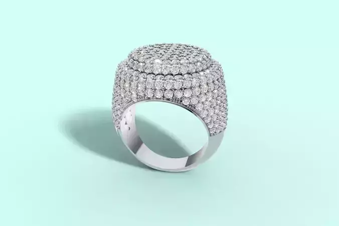 silver diamond ring 3D print model