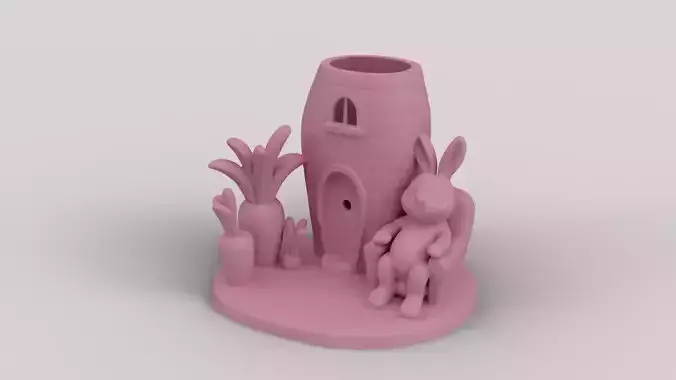 Easter Bunny Carrot Cottage Organizer 3D print model