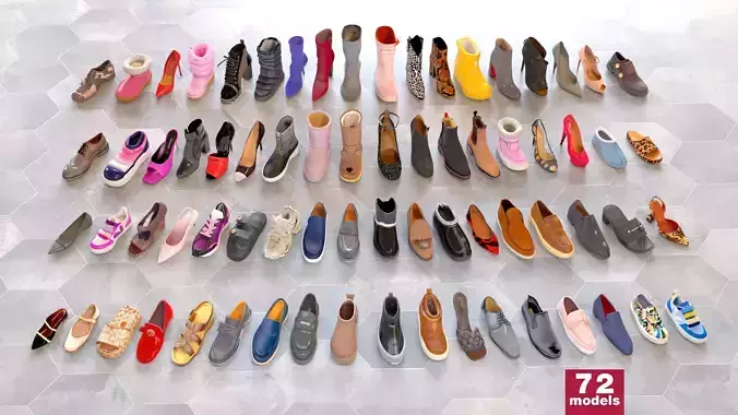 Ultimate Shoe Pack 72 Footwear Assets Low-poly 3D model