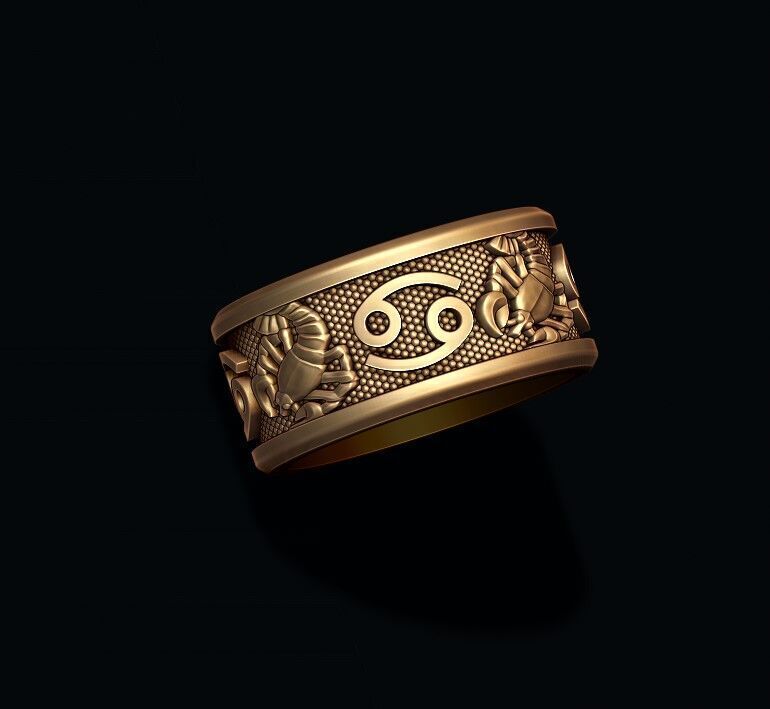 zodiac cancer The Crab lite ring 3D print model_5