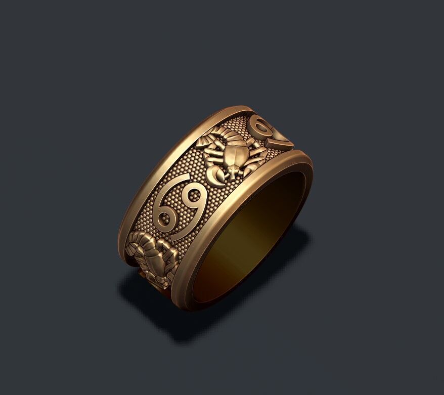 zodiac cancer The Crab lite ring 3D print model_3