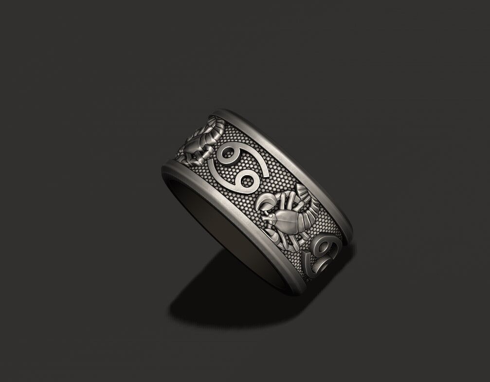 zodiac cancer The Crab lite ring 3D print model_2