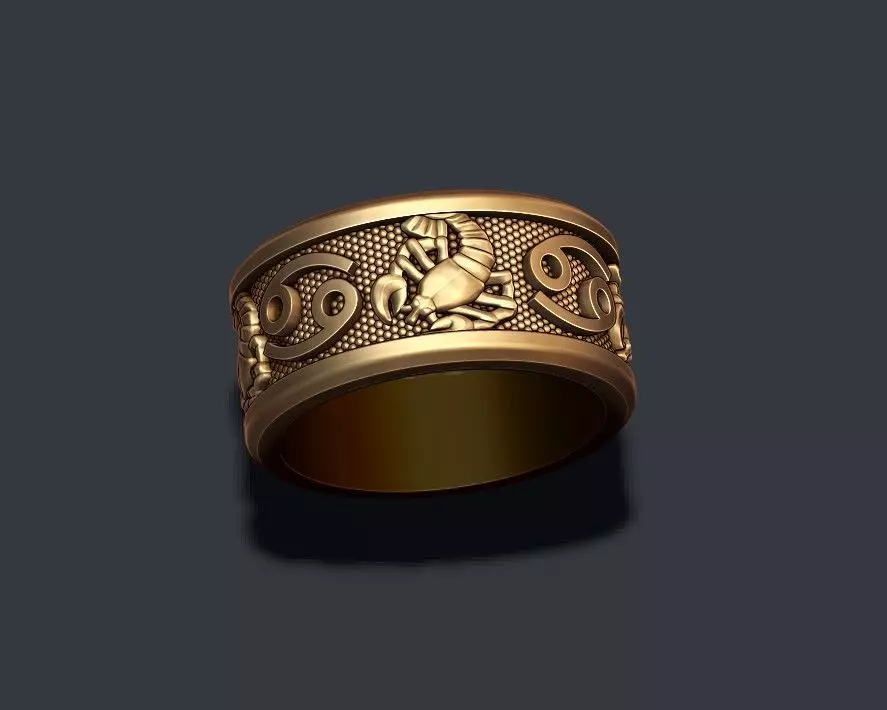 zodiac cancer The Crab lite ring 3D print model_0