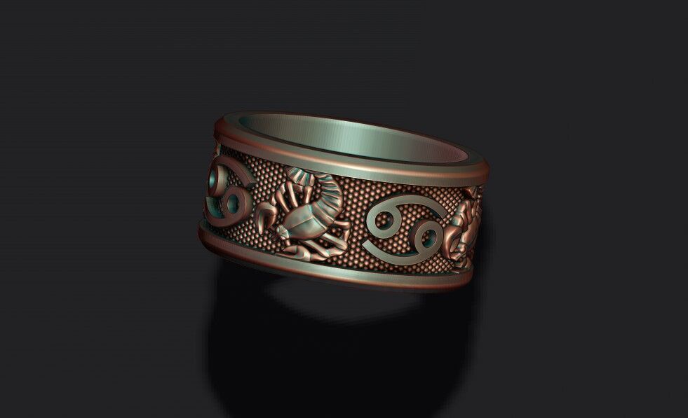 zodiac cancer The Crab lite ring 3D print model_1