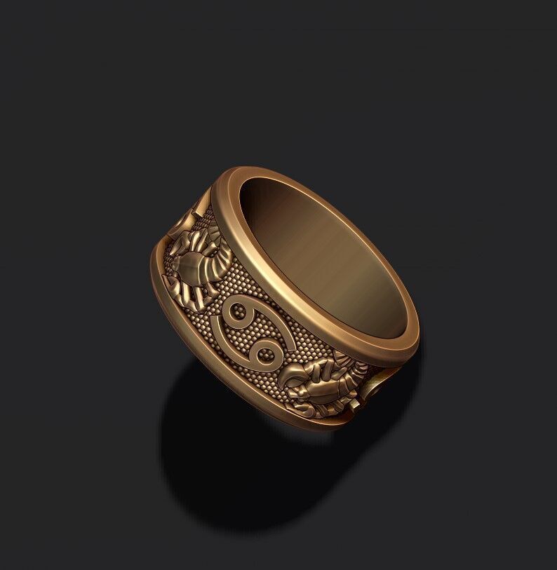 zodiac cancer The Crab lite ring 3D print model_7