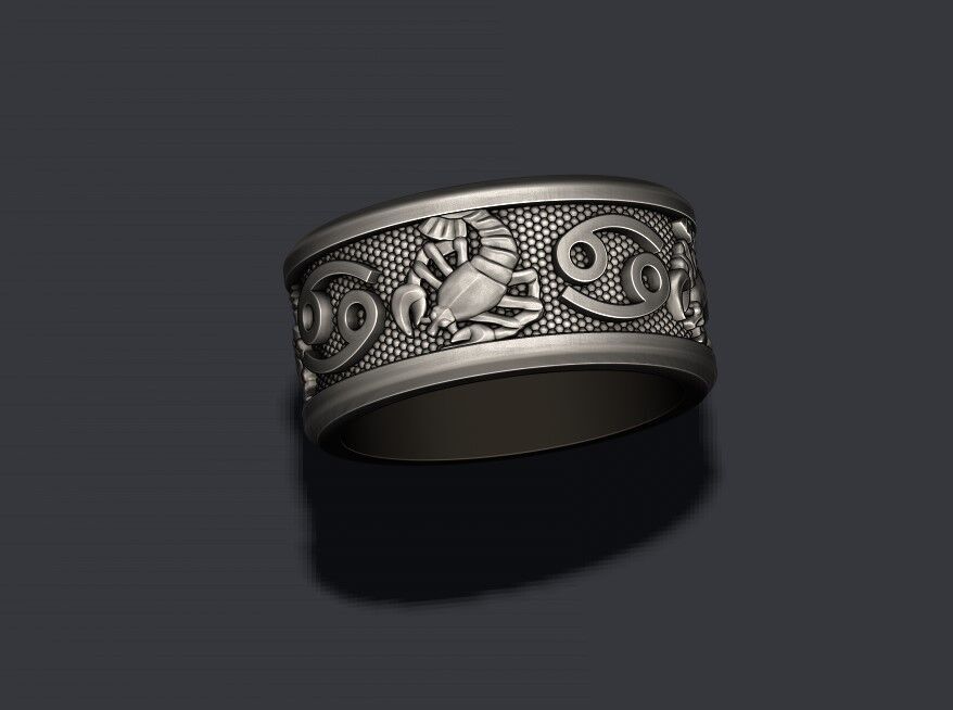zodiac cancer The Crab lite ring 3D print model_6