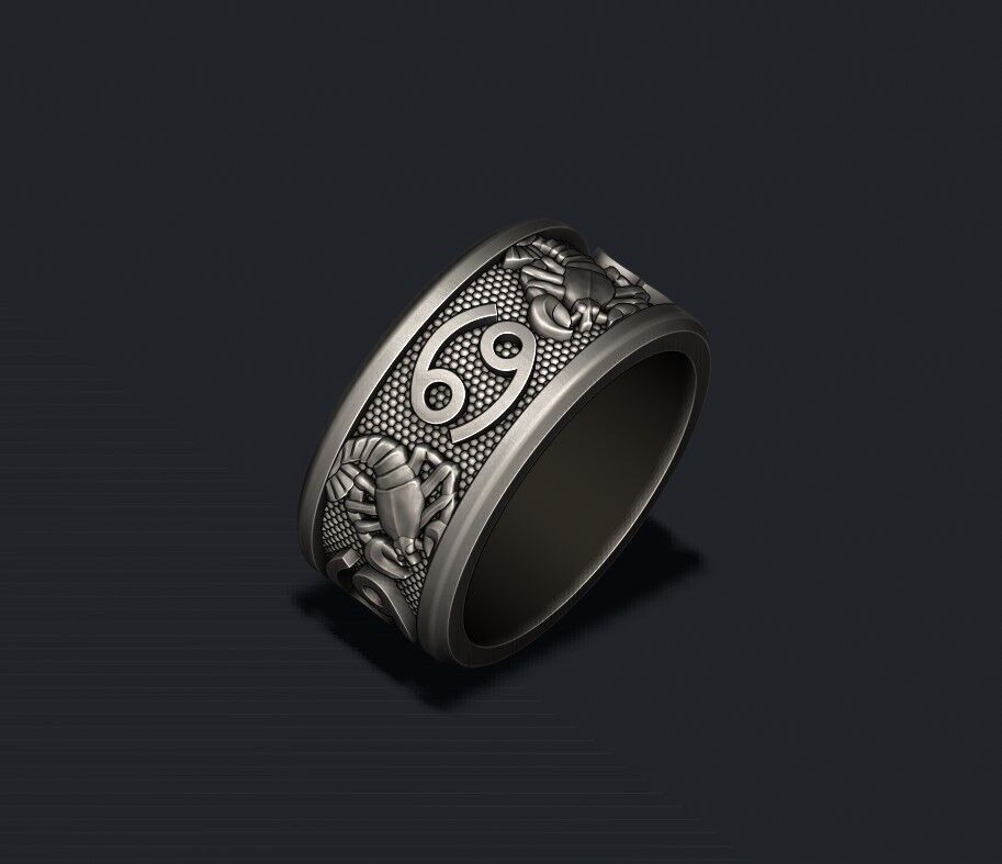 zodiac cancer The Crab lite ring 3D print model_4
