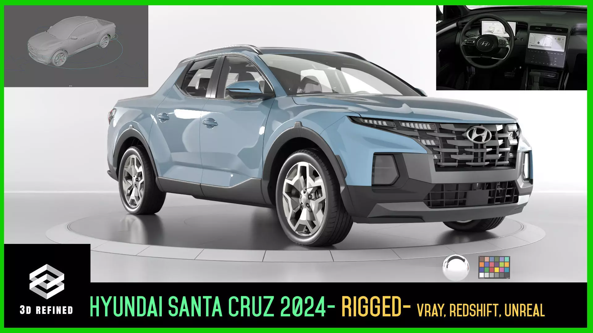 Hyundai SantaCruz 2024 -photoreal-Rigged and Render Ready 3D model_0