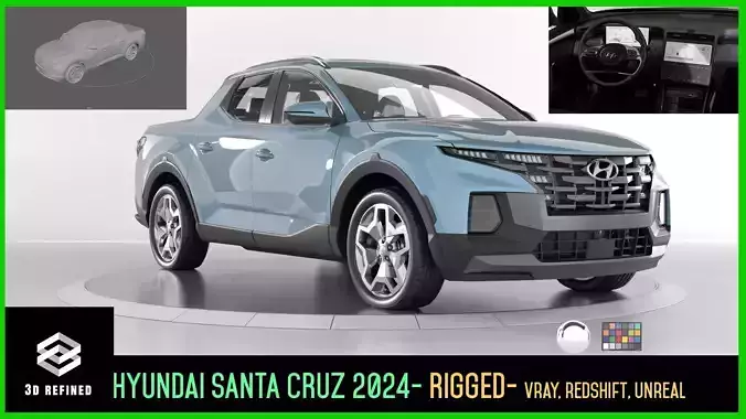 Hyundai SantaCruz 2024 -photoreal-Rigged and Render Ready 3D model