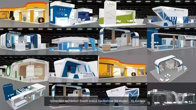 collection exhibition booth stand tradeshow 3d model 