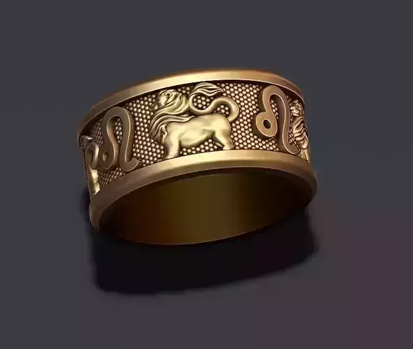 zodiac Leo Lion ring lite