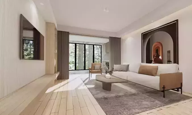 Nordic style living room and dining room