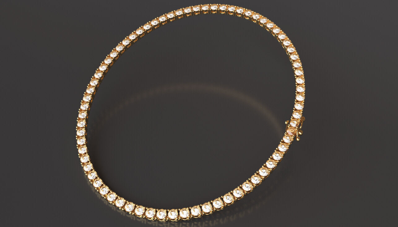 Elegant Tennis Necklace 3D Model 3D print model_3