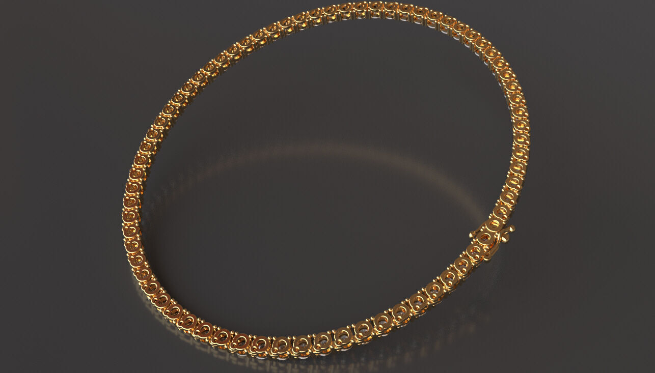 Elegant Tennis Necklace 3D Model 3D print model_2