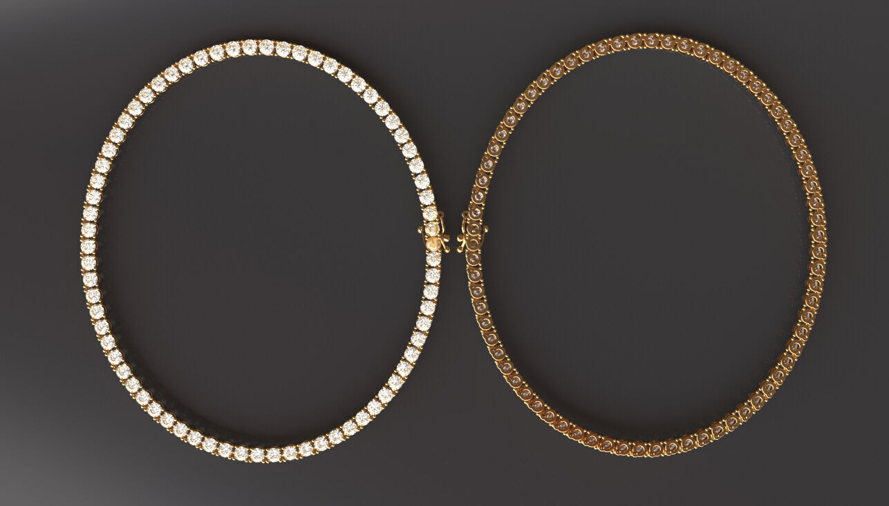 Elegant Tennis Necklace 3D Model 3D print model_1