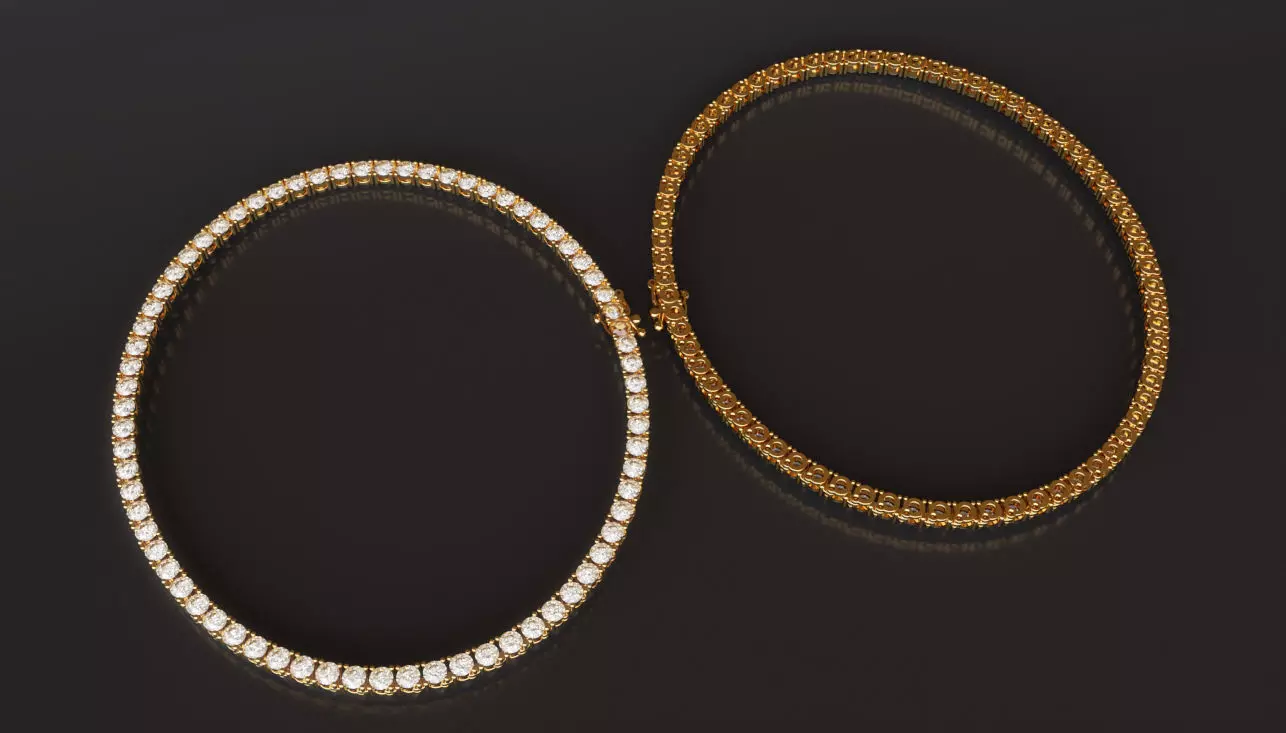 Elegant Tennis Necklace 3D Model 3D print model_0