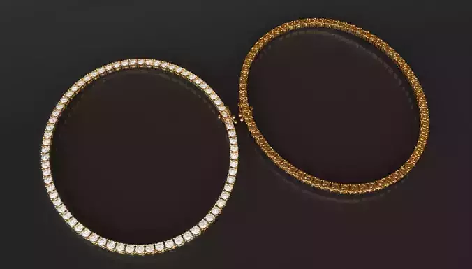 Elegant Tennis Necklace 3D Model 