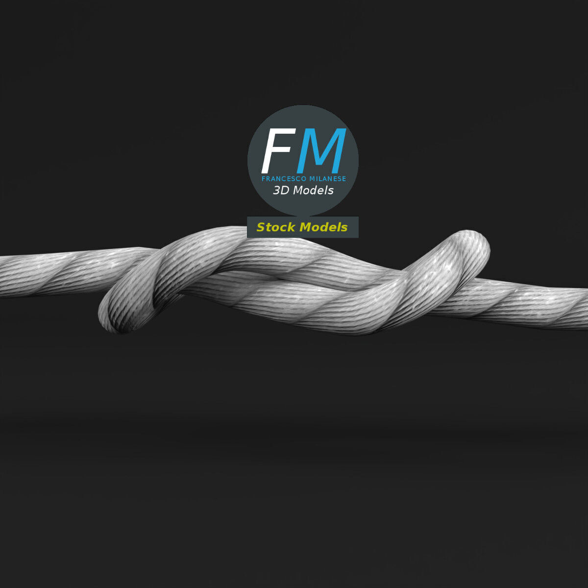 Loose square knot 3D model_3