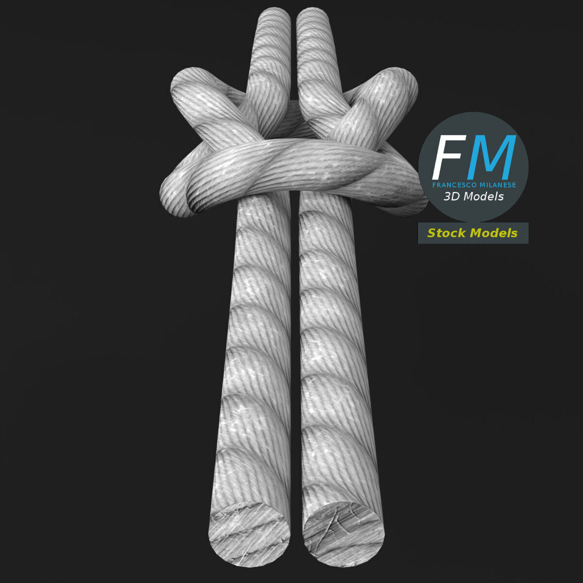 Loose square knot 3D model_5