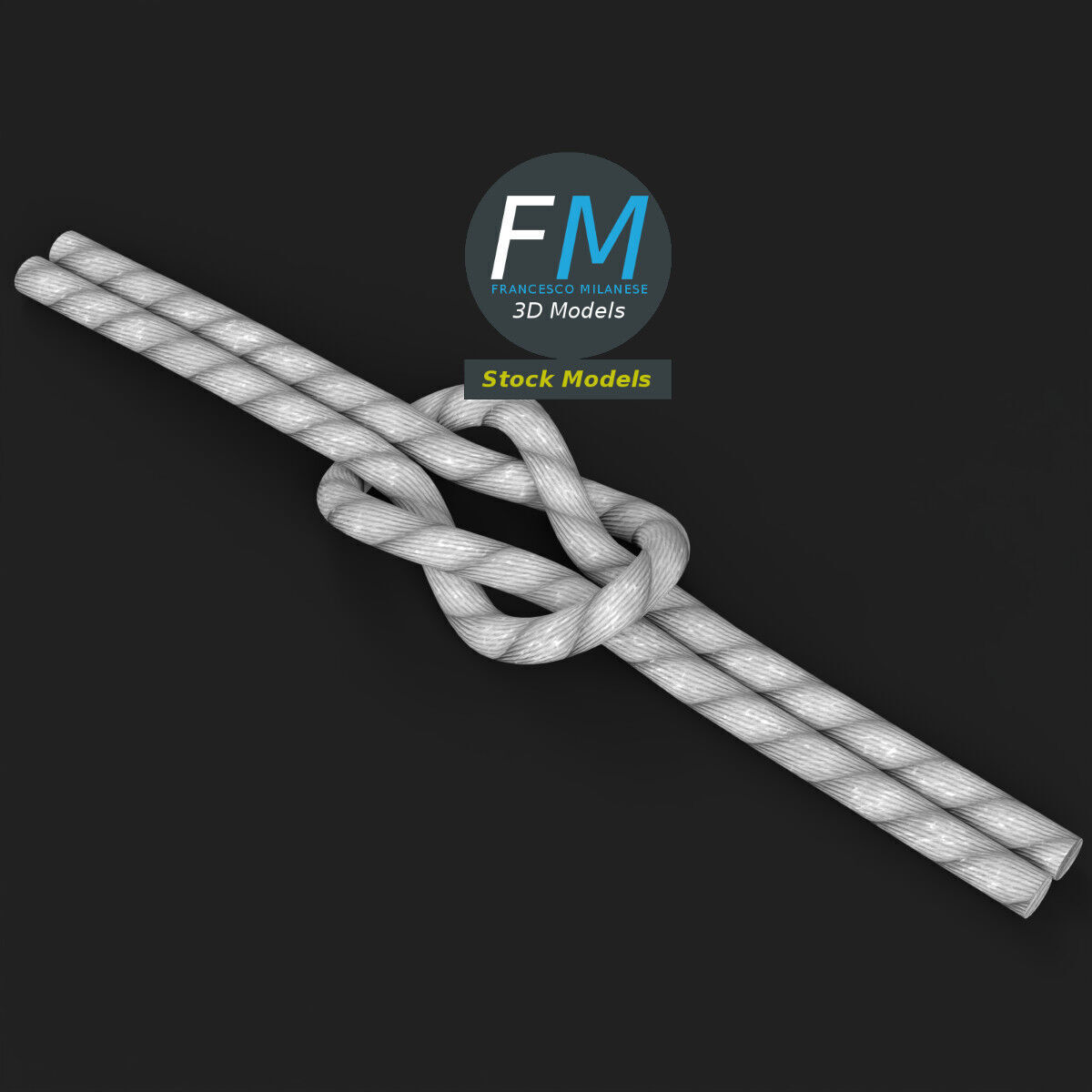 Loose square knot 3D model_2