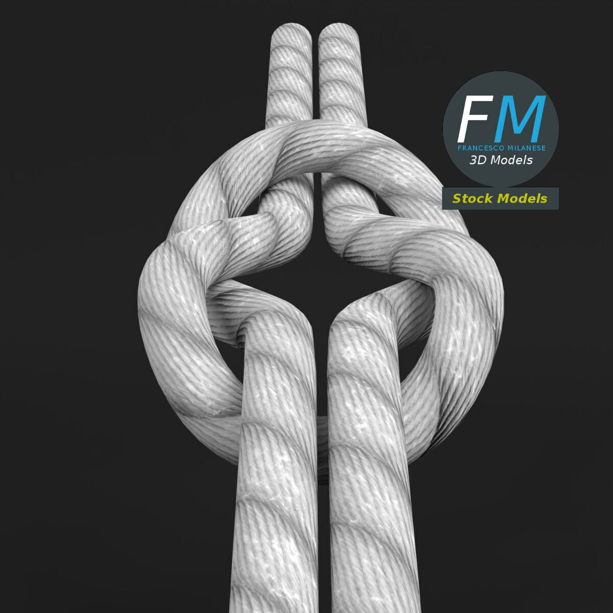 Loose square knot 3D model_4