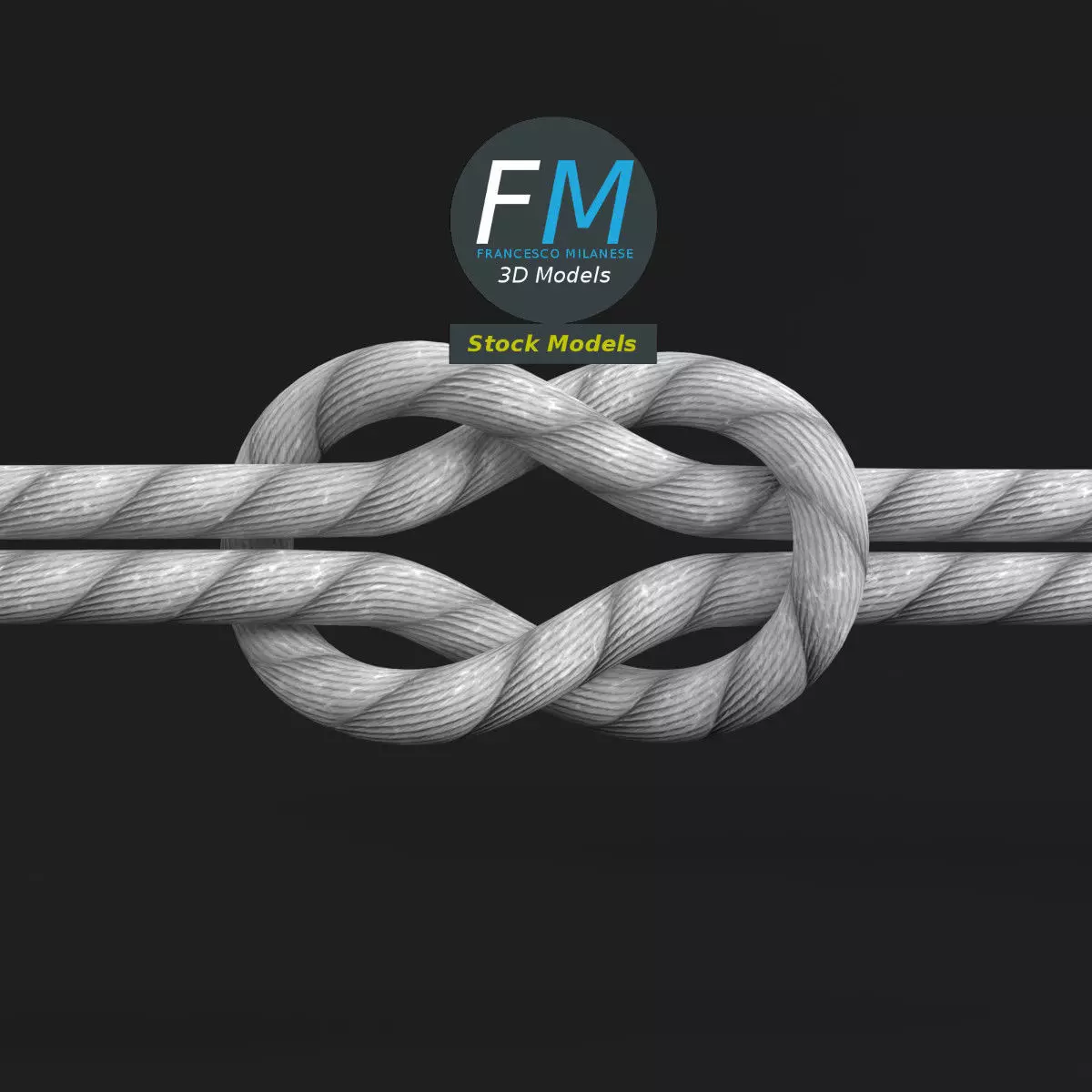 Loose square knot 3D model_0