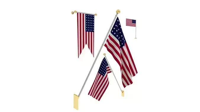 Flags of USA 3D model