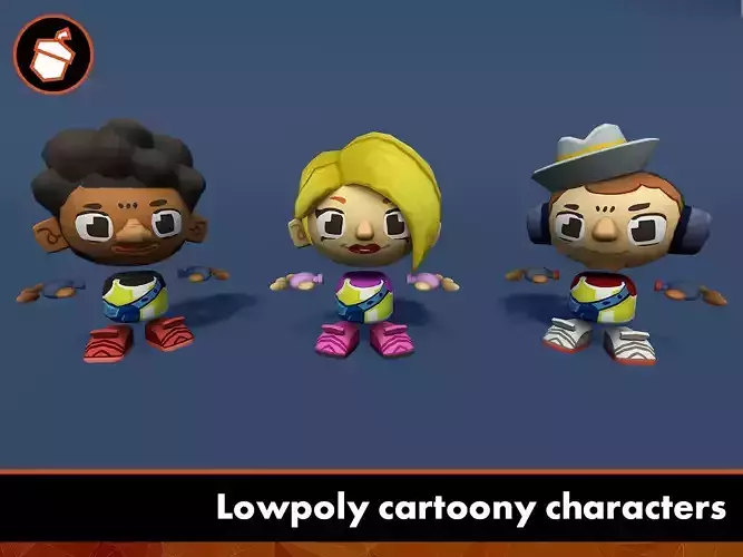 Lowpoly cartoony characters Low-poly 3D model