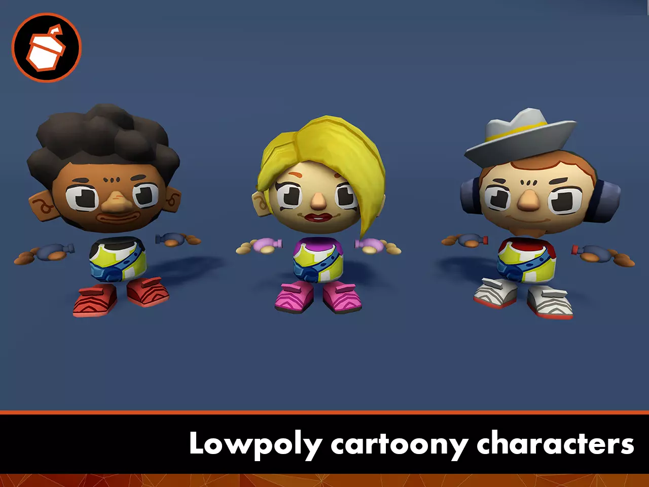 Lowpoly cartoony characters Low-poly 3D model_0