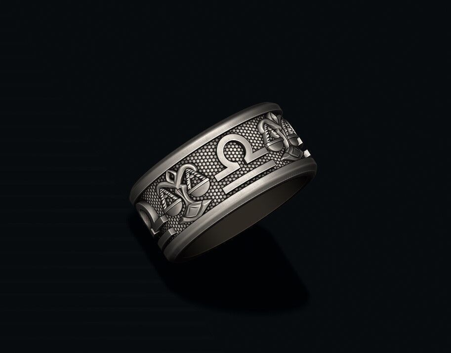 zodiac Libra The Scales lite ring 3D print model_3