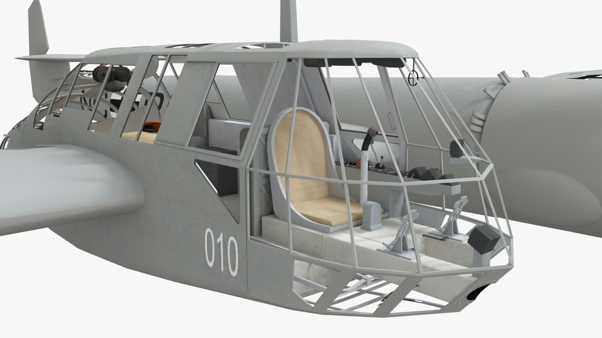 Blohm Voss BV 141 German WW2 Aircraft Low-poly 3D model_7