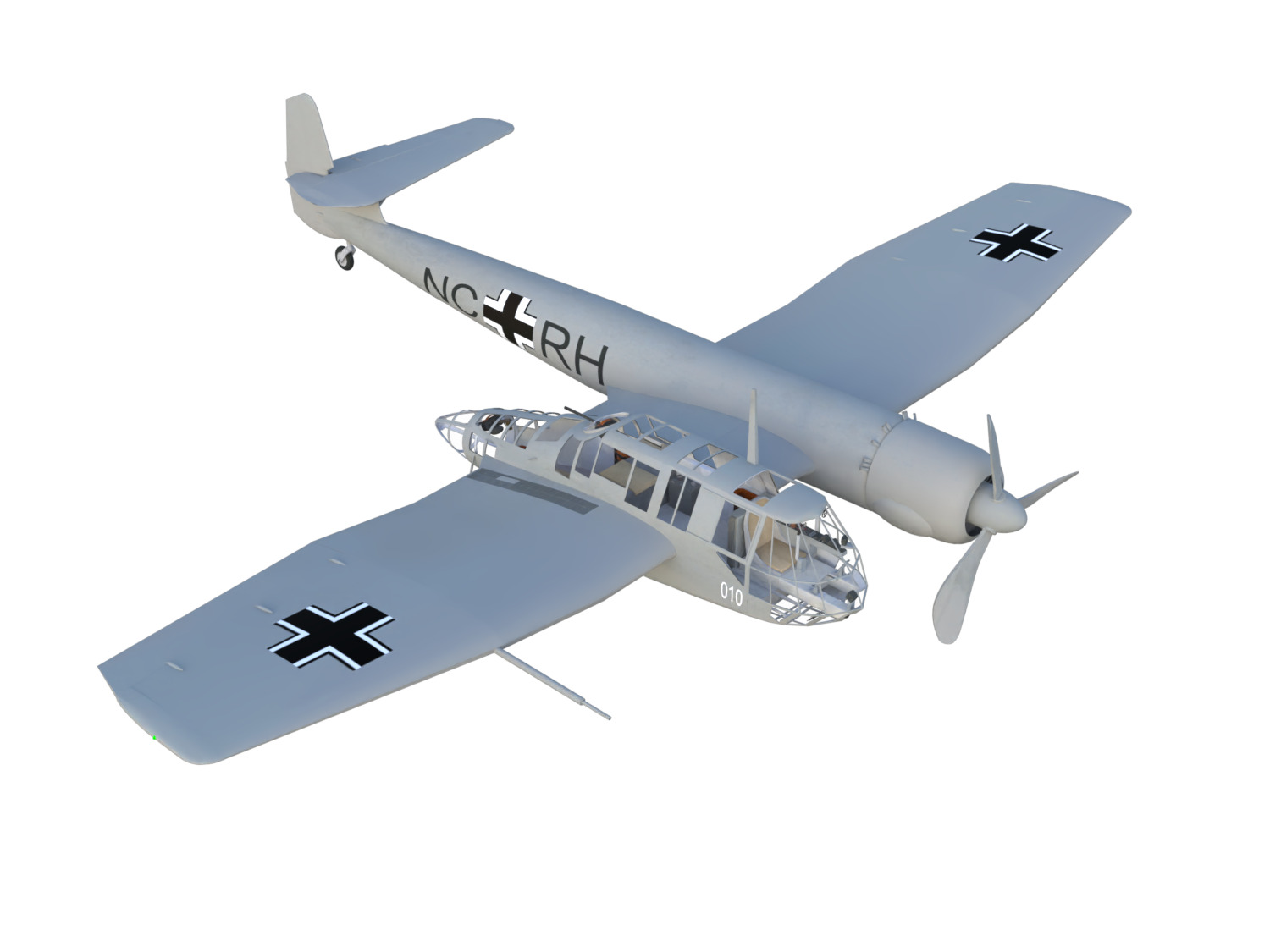 Blohm Voss BV 141 German WW2 Aircraft Low-poly 3D model_1