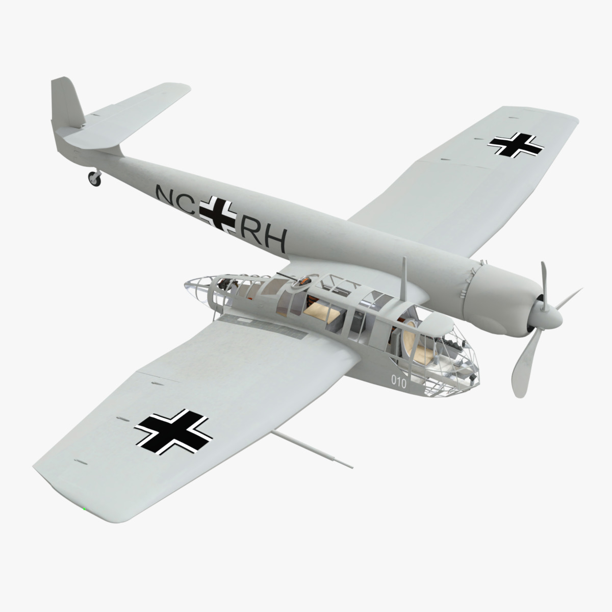 Blohm Voss BV 141 German WW2 Aircraft Low-poly 3D model_20