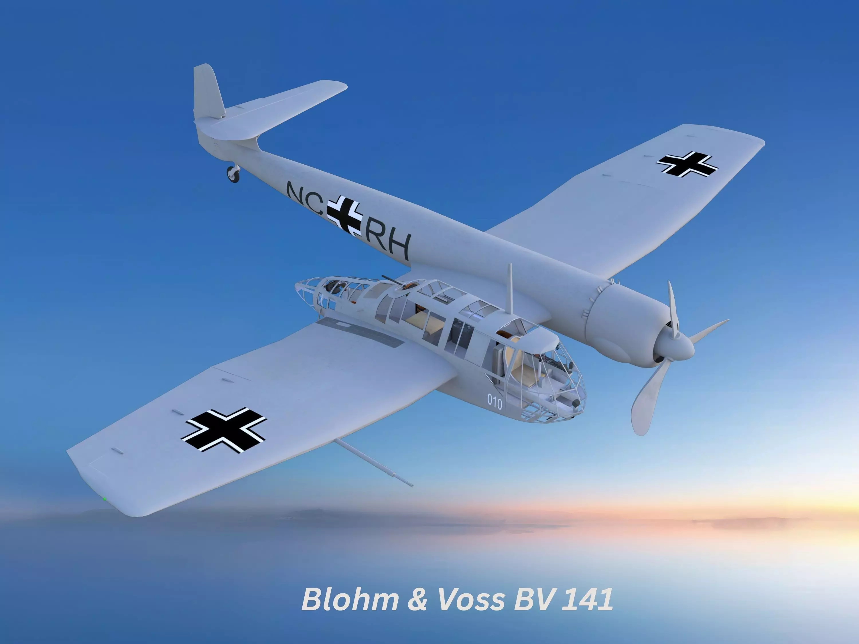 Blohm Voss BV 141 German WW2 Aircraft Low-poly 3D model_0