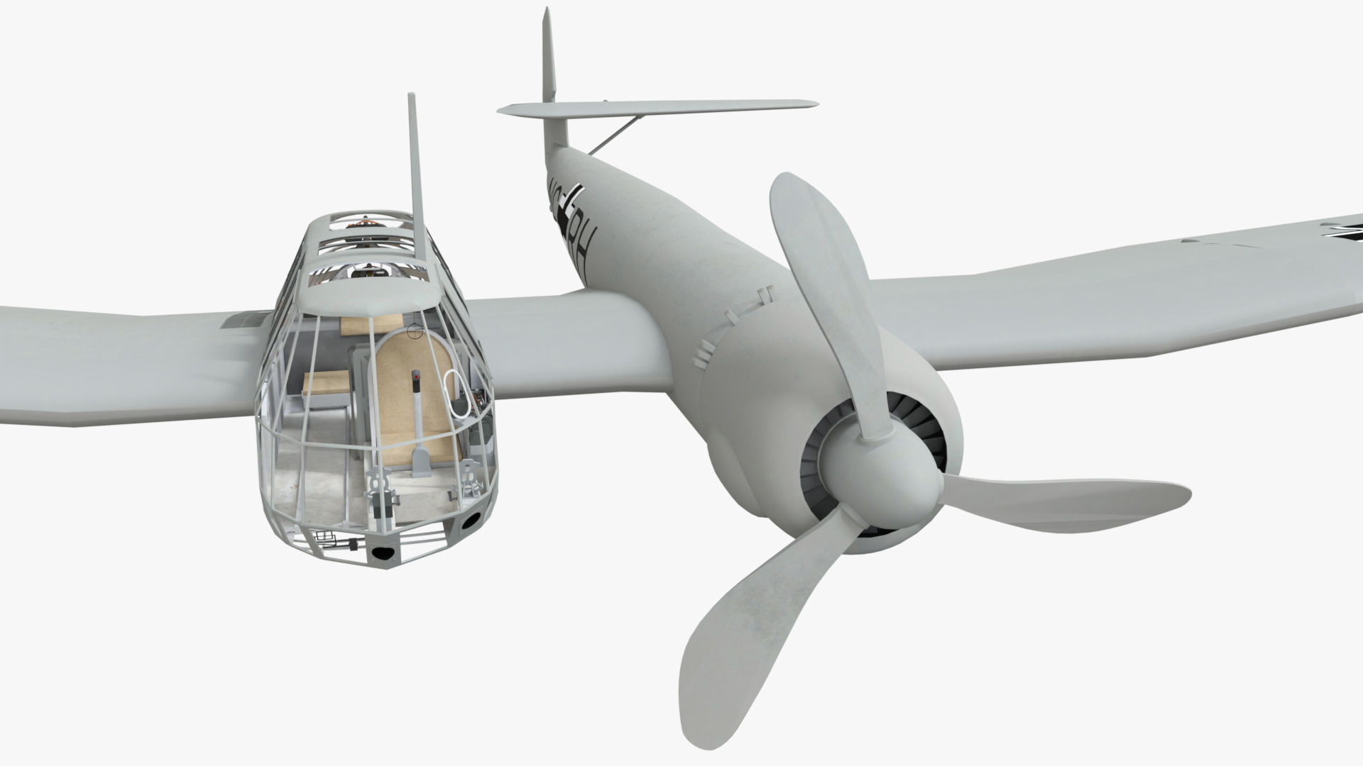 Blohm Voss BV 141 German WW2 Aircraft Low-poly 3D model_12