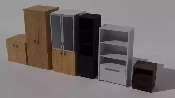 Set of models of wardrobes and bedside tables