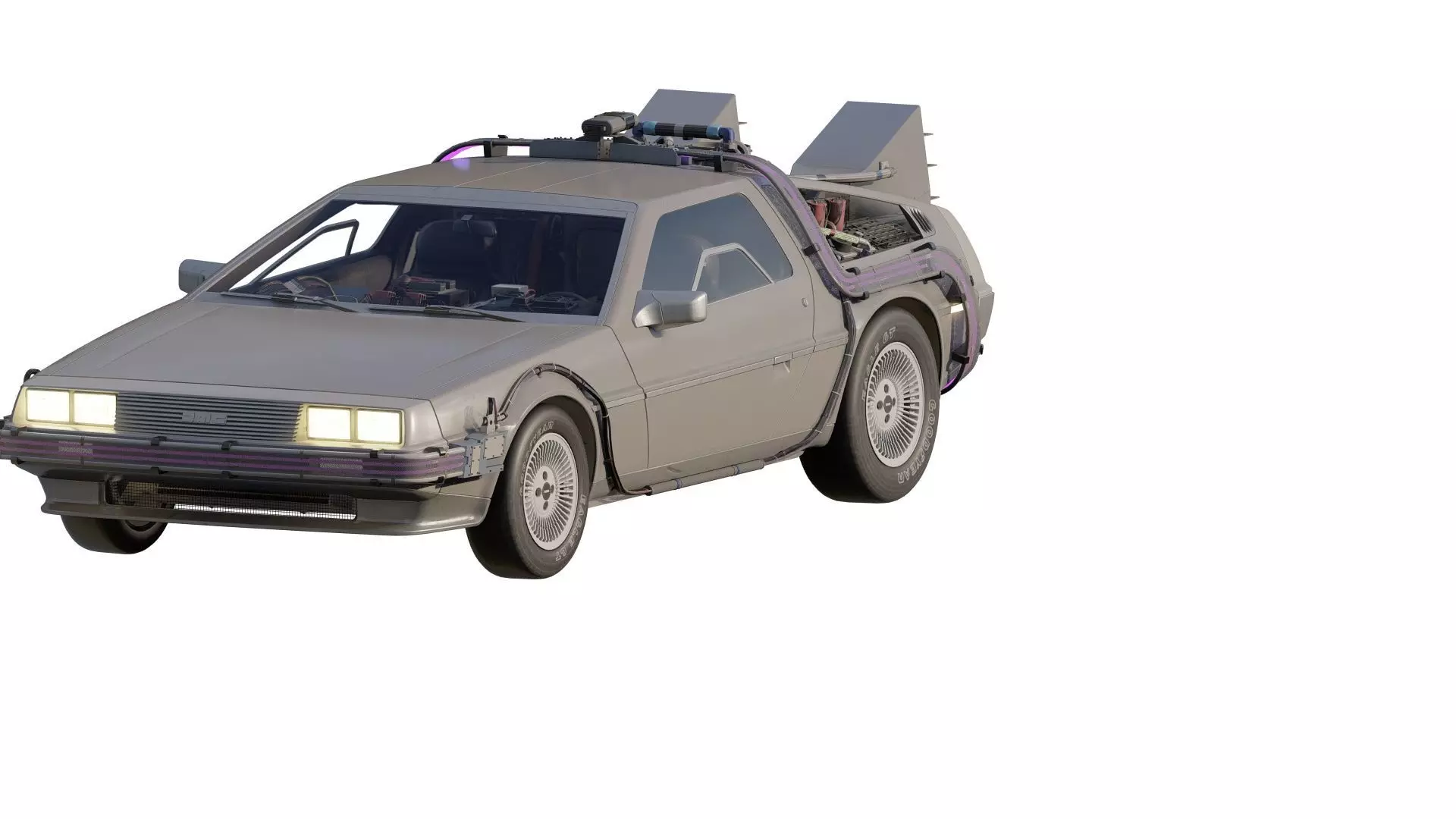 1985 Delorean movie model 3D model_0