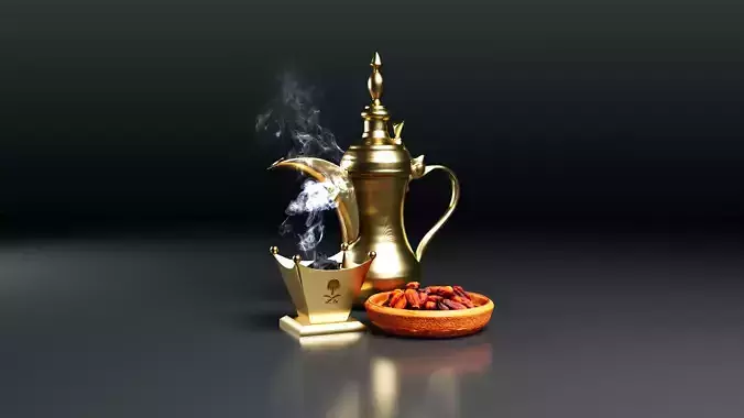 Arabic coffee pot - Dallah with dates and incense