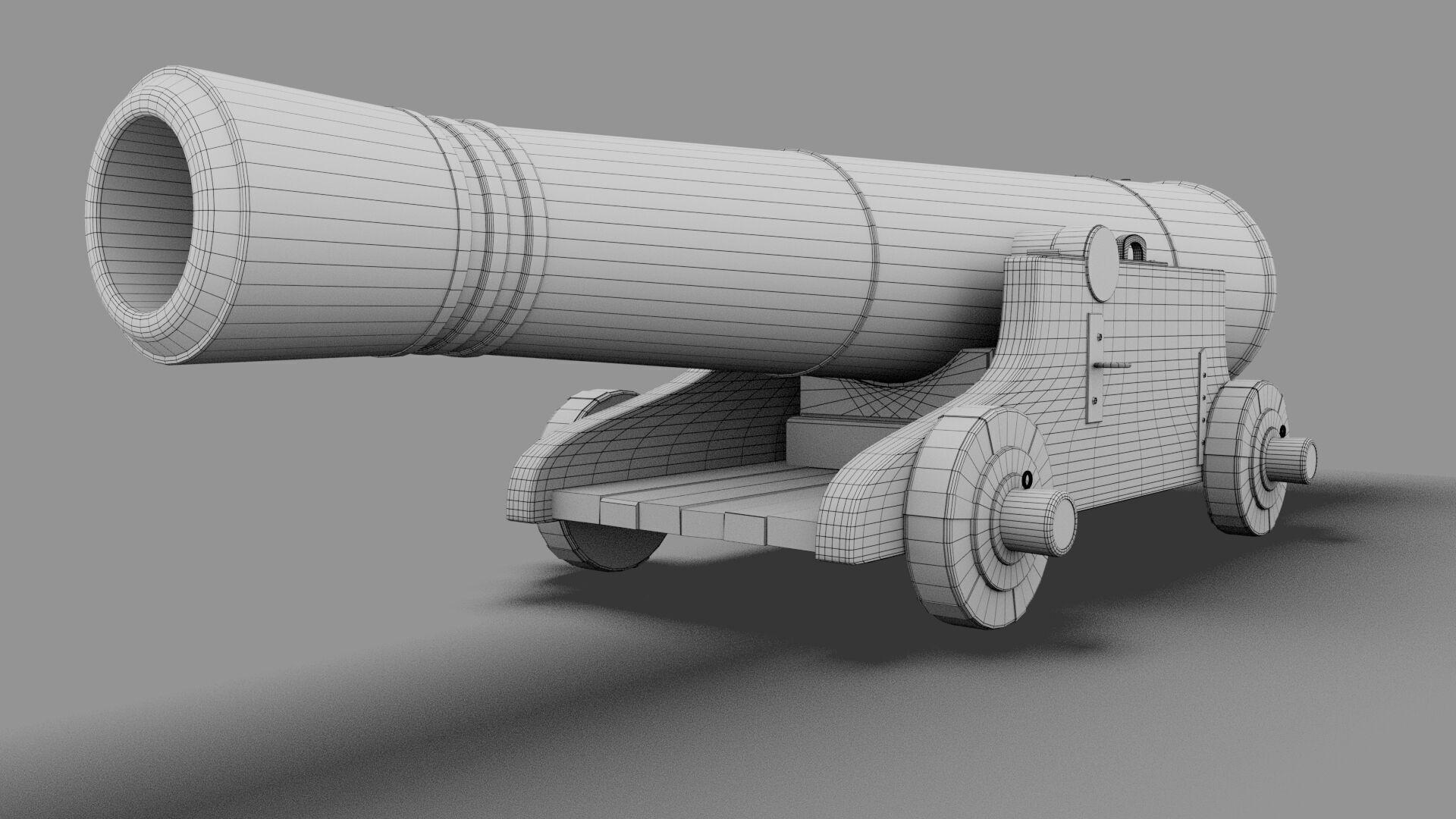 Cannon Low-poly 3D model_3