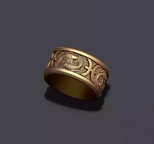 zodiac pisces fish ring lite 3D print model
