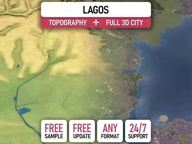 Lagos - Topography Terrain 3D City Model 3D Model Collection