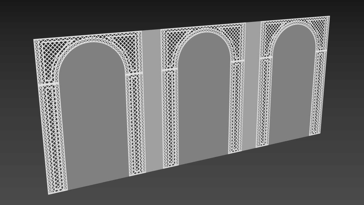 Decorative Iron Arch Wall  Jali  Panel   3D model_7