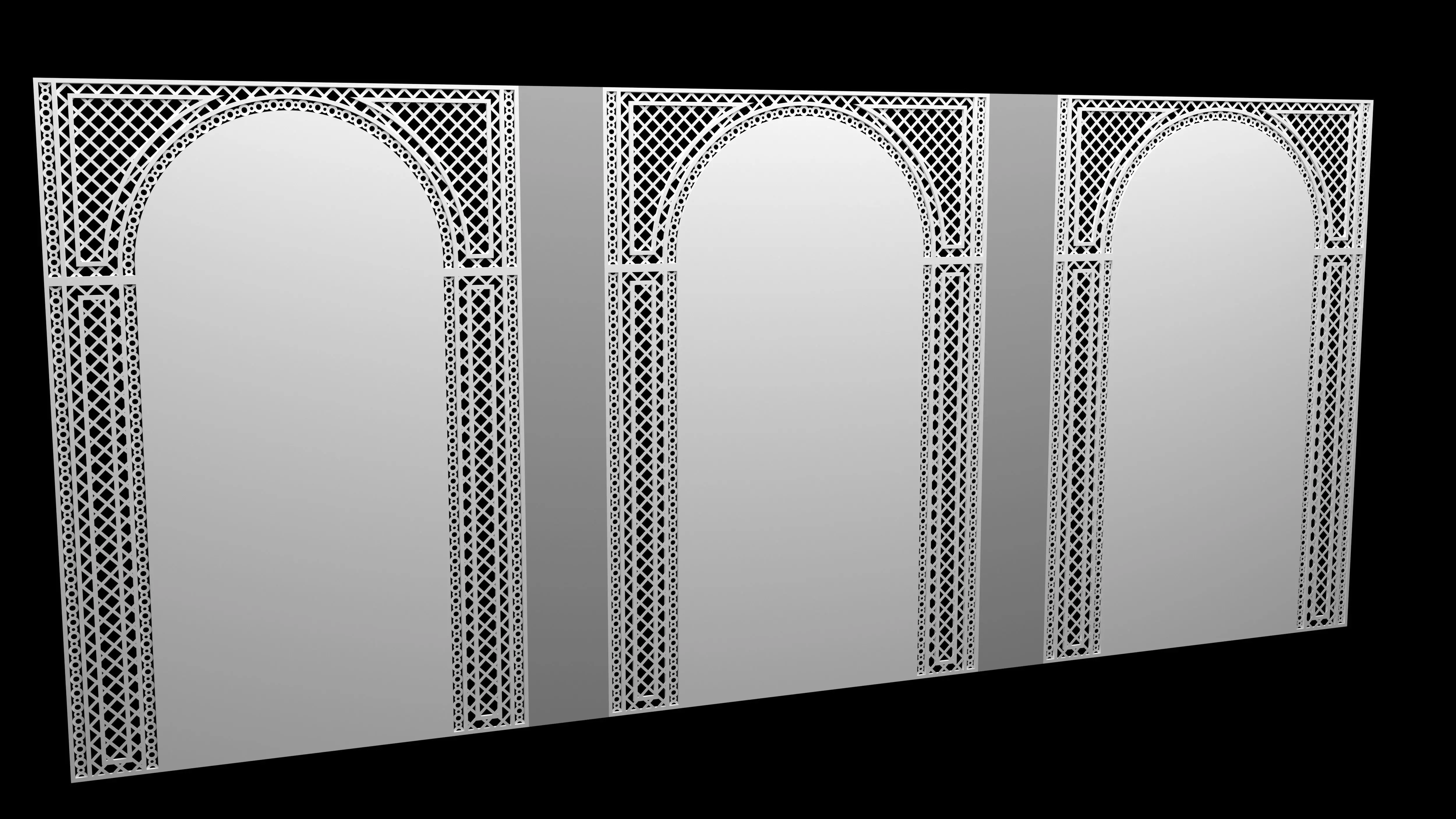 Decorative Iron Arch Wall  Jali  Panel   3D model_0